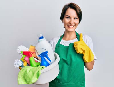 Happy cleaner with local cleaning jobs